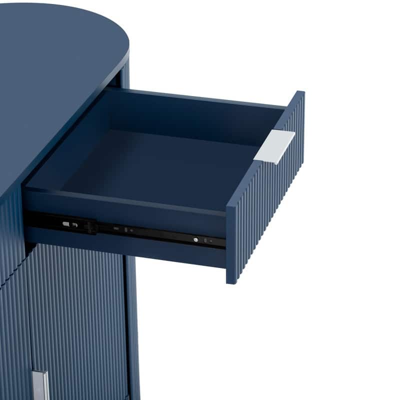 Modern 55.1" Sideboard Buffet Cabinet with 2 Curved Side Door and 2 Drawers for Living Room and Dining Area