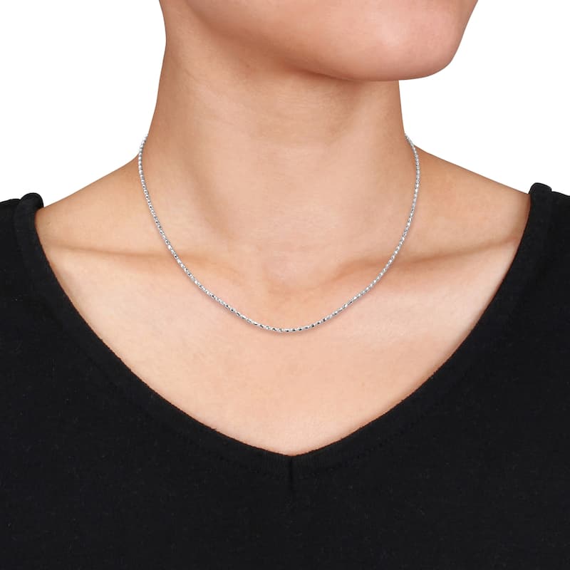 Miadora Sterling Silver Oval Ball Chain Necklace