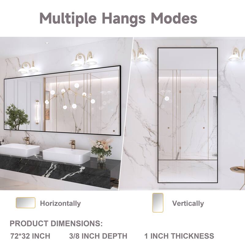 QuivaraView Wall Mounted Aluminum Frame Bathroom Vanity Mirror
