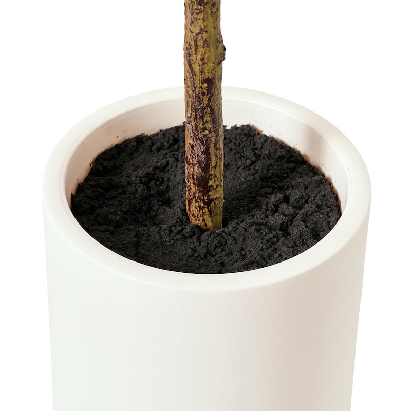 American Art Decor Artificial Faux Tree in White Tapered Ceramic Pot