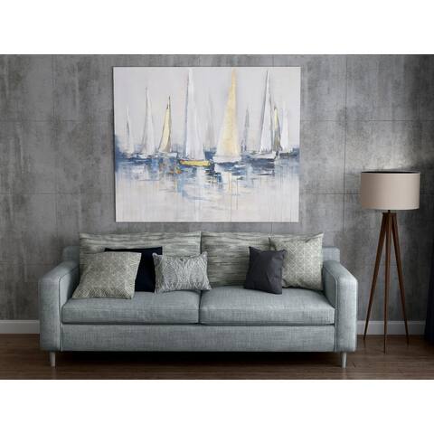 "Harbor" Hand Painted Sail Boats on Canvas with Gold and Silver Leaf
