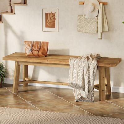 Farmhouse Solid Wood Bench for Entryway