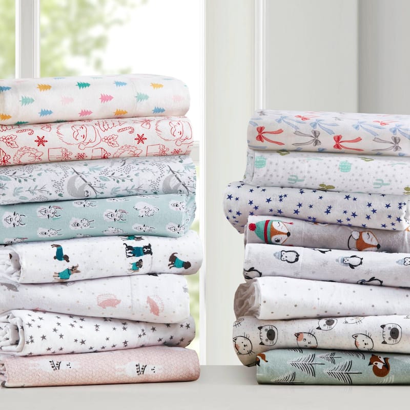 Intelligent Design Cozy Soft Cotton Flannel Printed Sheet Set