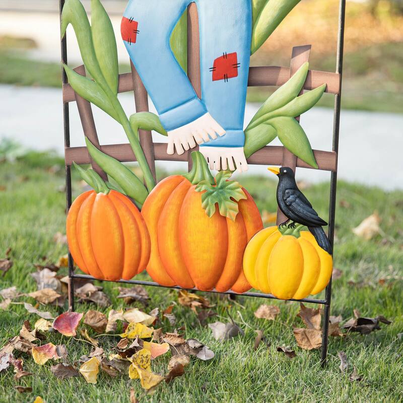 Glitzhome 41.75"H Fall Metal Arch Scarecrow Yard Stake Thanksgiving Decor