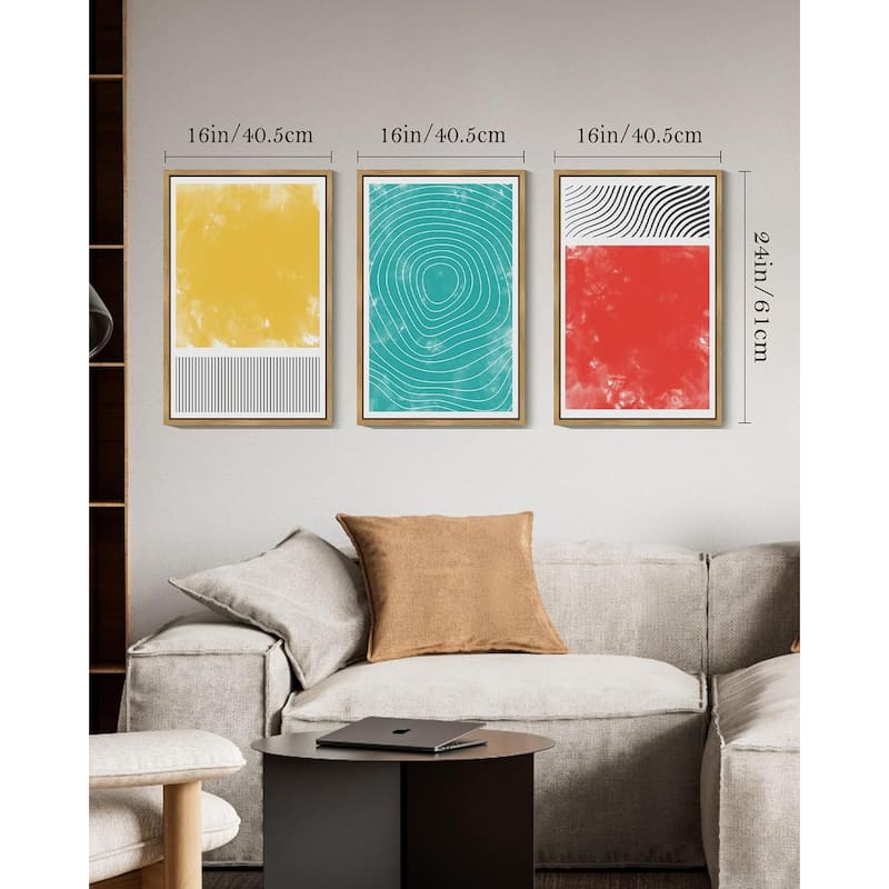 Minimalist Abstract Framed Wall Art Modern Colorful Line