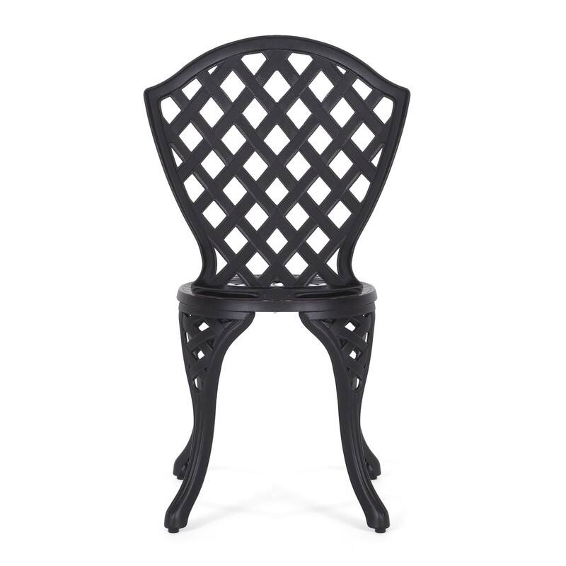 3-Piece Metal Bistro Set - Curved Cast Aluminum Outdoor Table and Chairs