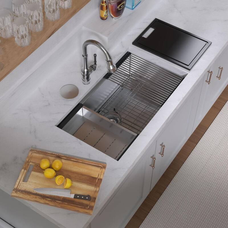 Whitehaus WHSW3319 33" Undermount Single Basin Stainless Steel Modern - Brushed Stainless Steel