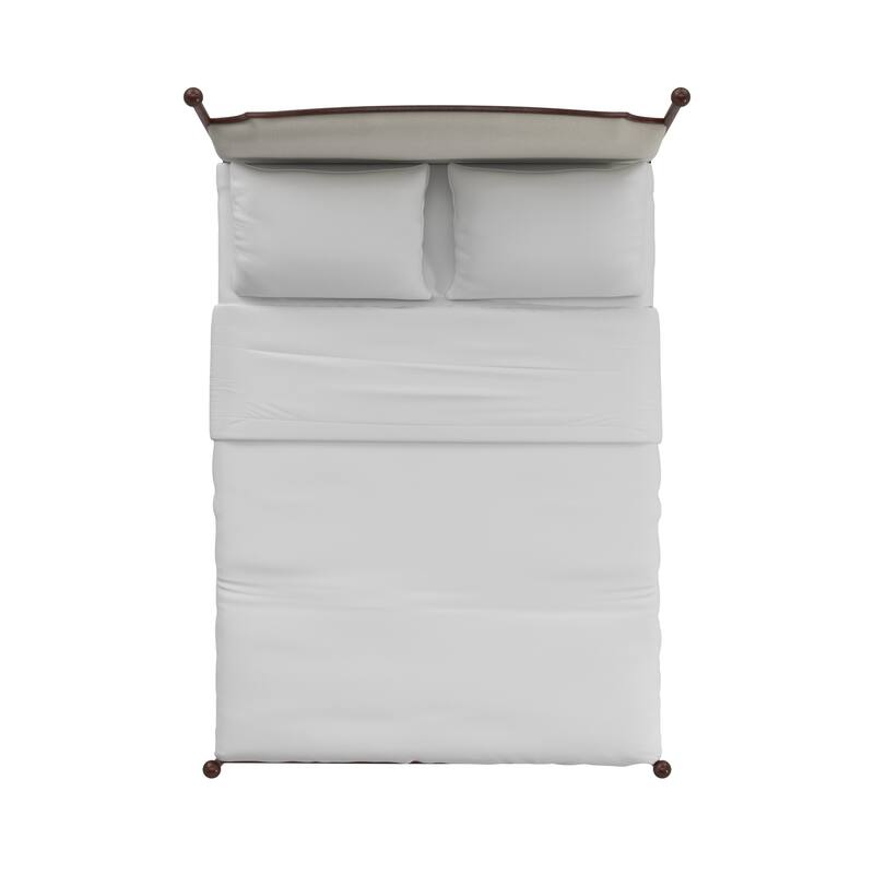 Andover Cream Curved Top Cherry Brown Metal Poster Bed by iNSPIRE Q Classic