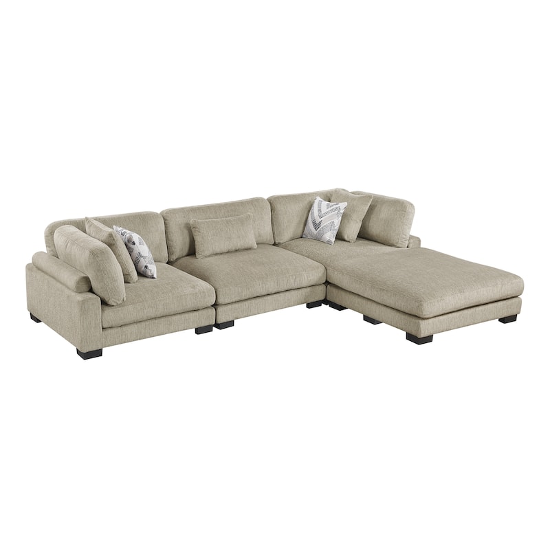Abbeville Microfiber 4-Piece Modular Sectional with Ottoman - Brown