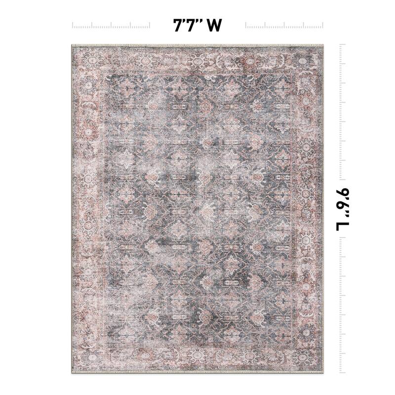 World Rug Gallery Vintage Inspired Bordered Machine Washable Area Rug
