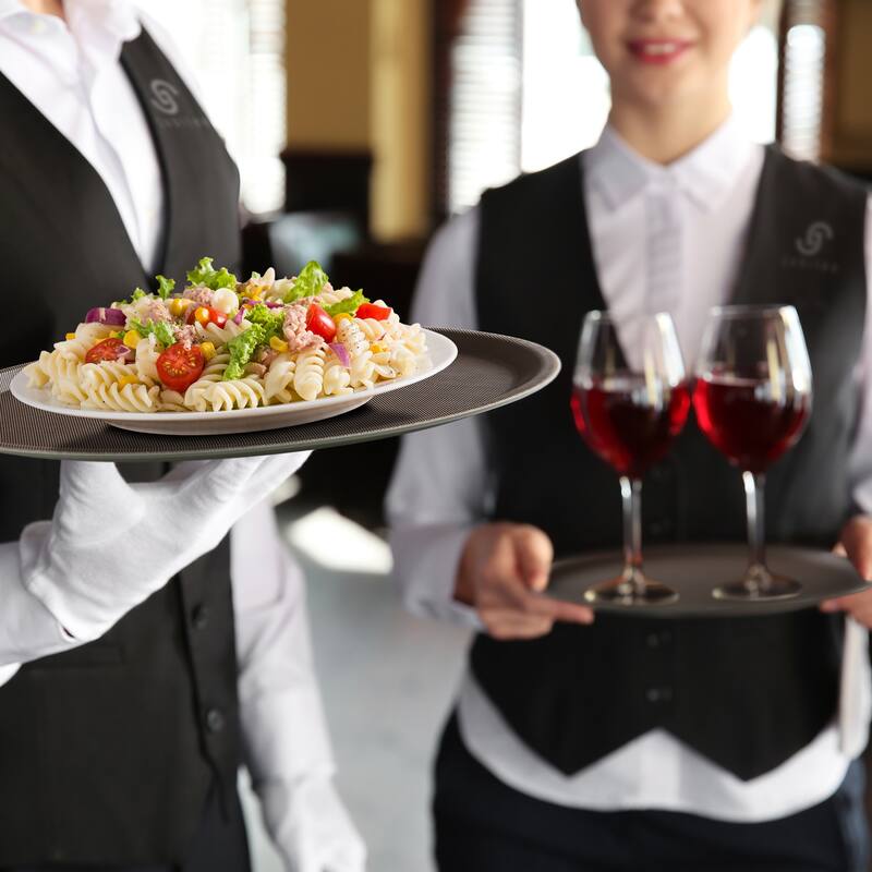 Set of 4 Round Restaurant Serving Trays NonSlip NSF
