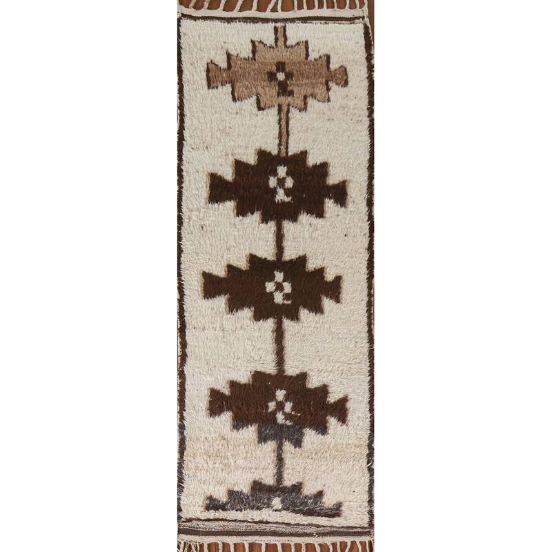 Natural Dye Kurdish Turkish Runner Rug HandKnotted Wool Carpet 3'0"x 9'10" Bed Bath