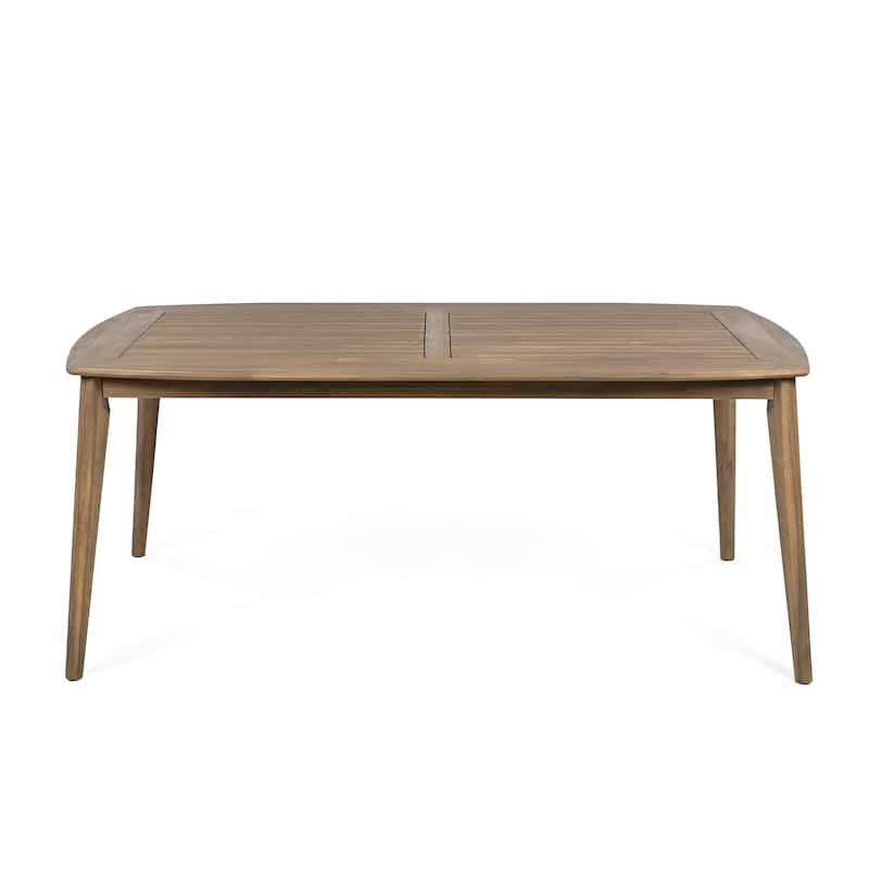 Wood Dining Table 8-Person Outdoor Table, Farmhouse Furniture for Patio, Garden, Backyard, Teak 180 LBS Weight Capacity 72"L