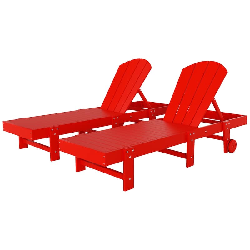 Polytrends Laguna Hdpe All Weather Outdoor Patio Pool Reclining Armless Chaise Lounge With Wheels (Set Of 2)