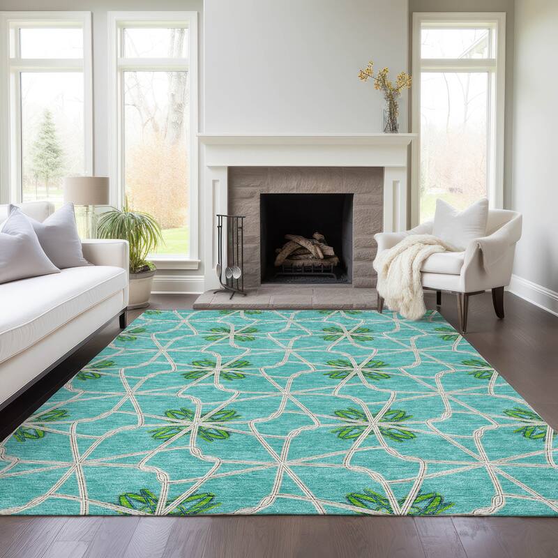 Machine Washable Indoor/ Outdoor Chantille Contempoary Whimsy Rug
