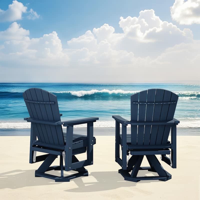Set of 2 HDPE Adirondack Swivel Gliders, Outdoor Patio Chair Set
