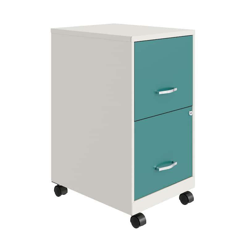 Space Solutions Pearl White 2-drawer Mobile File Cabinet - Green