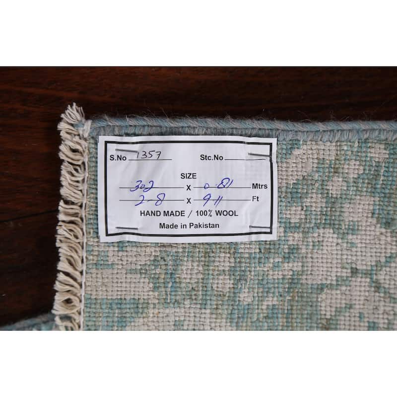 Vegetable Dye Art & Craft Oriental Runner Rug Hand-knotted Wool Carpet - 2'8" x 9'11"