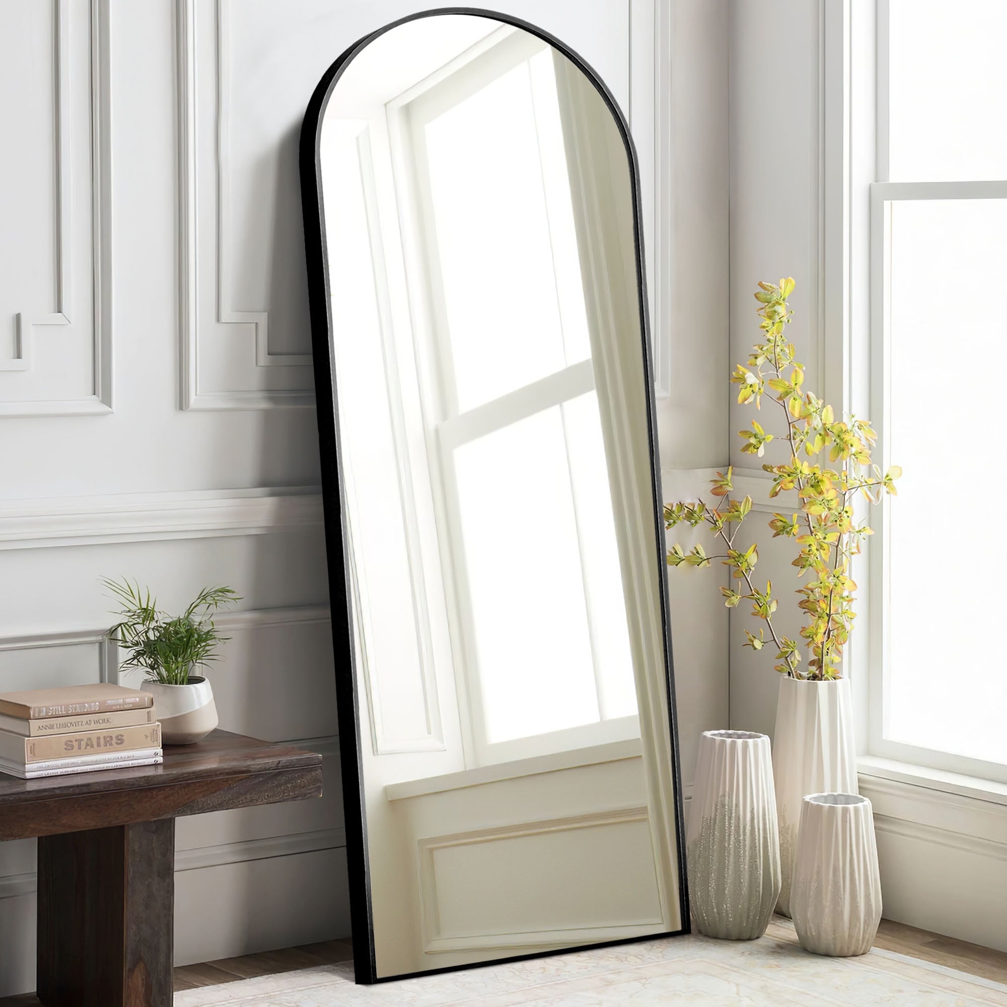 Arched Metal Full-length Standing Floor Mirror