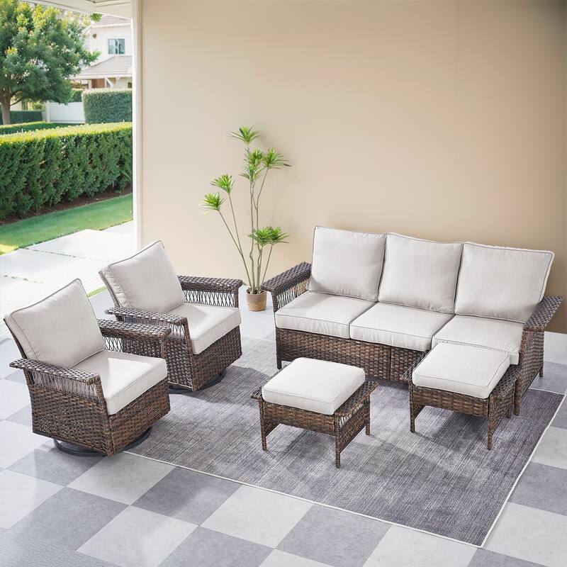 Gymojoy 3 Piece Outdoor Bistro Swivel Chairs Set - Brown
