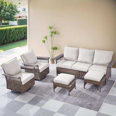 Gymojoy 3 Piece Outdoor Bistro Swivel Chairs Set - Brown