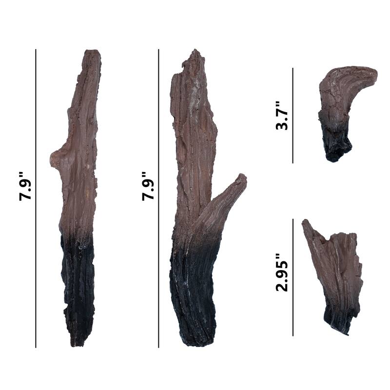 6 Piece Set Decorative Fireplace Logs, Resin Wood Use in Indoor Electric Fireplace
