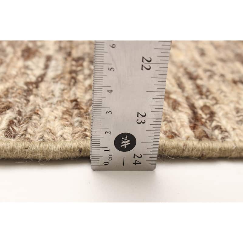 ECARPETGALLERY Flat-Weave Natural Light Khaki Wool Tapestry Kilim - 3'2 x 11'3