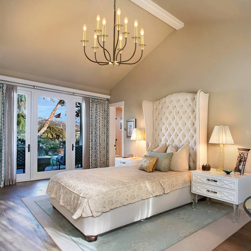 9-Light Candlestick Farmhouse Chandelier for Bedroom Living Room Staircase