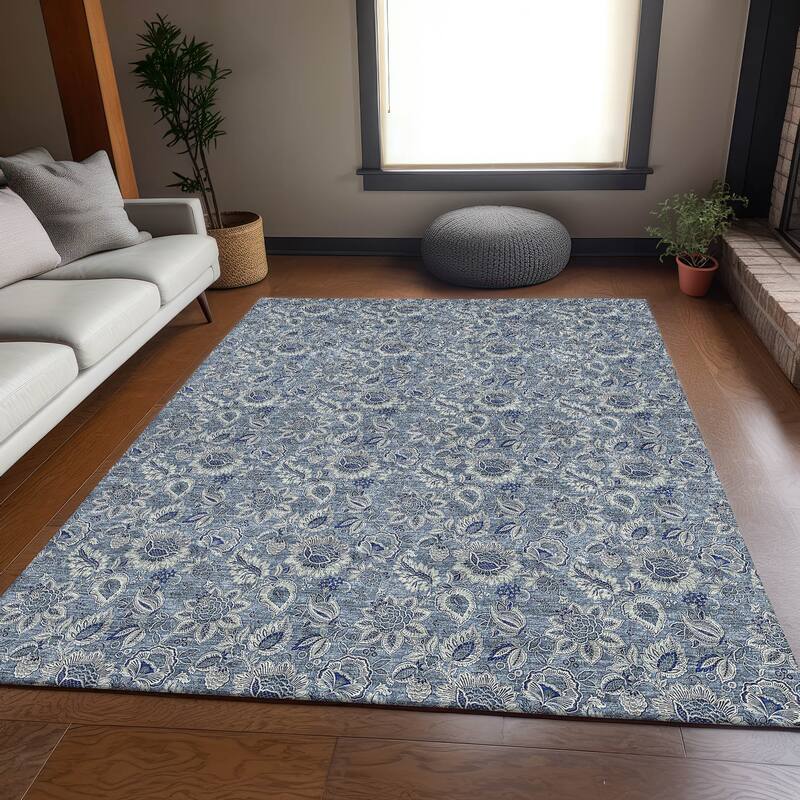 Premium Washable Super Soft Floral Mayfield Rug - Blue - 3' x 5' - Rectangle