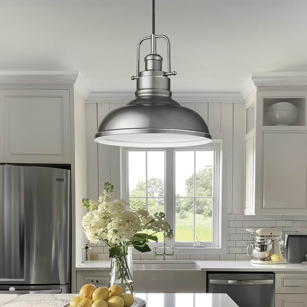 2 Pack Modern Pendant Lights with Metal Dome Lampshade