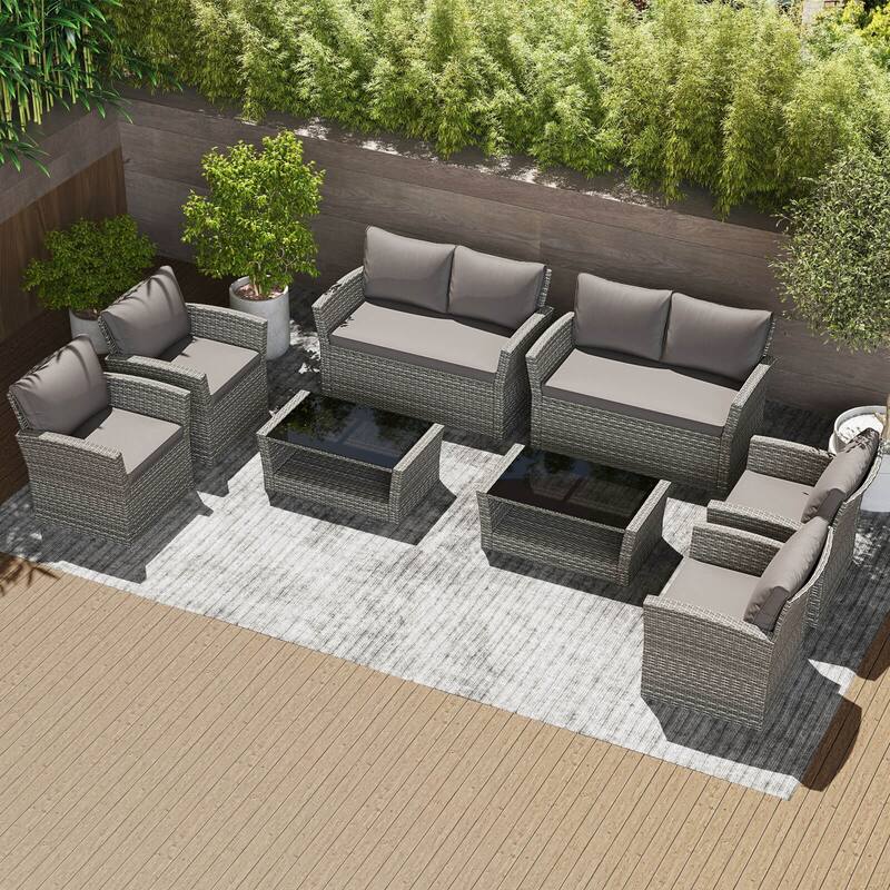 4/8 PCS Patio Furniture Set Outdoor PE Wicker Conversation Bistro Set