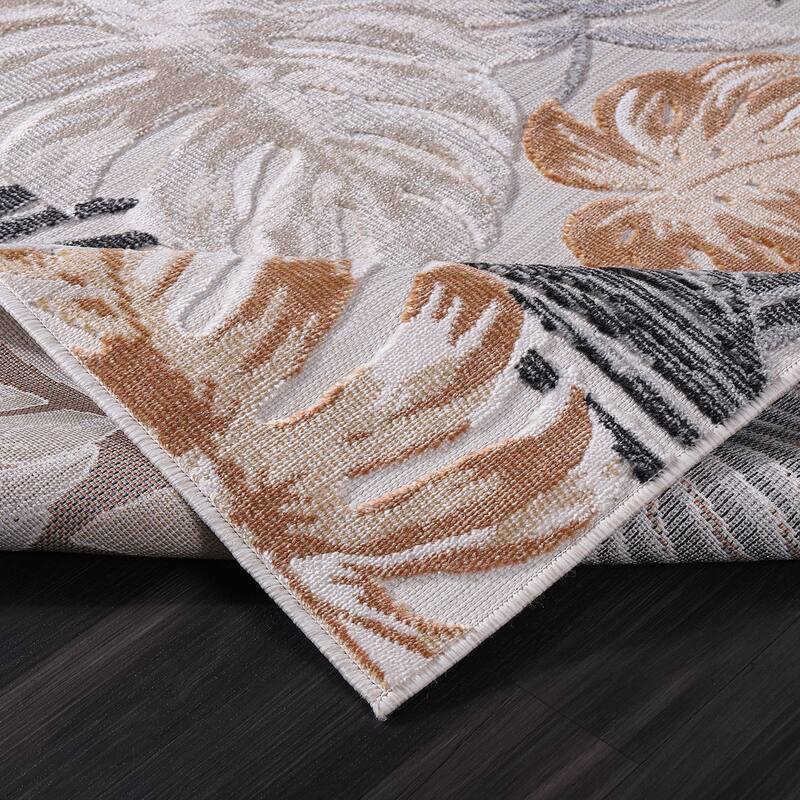 Beverly Rug Equator Leaf Botanical Indoor Outdoor Area Rug