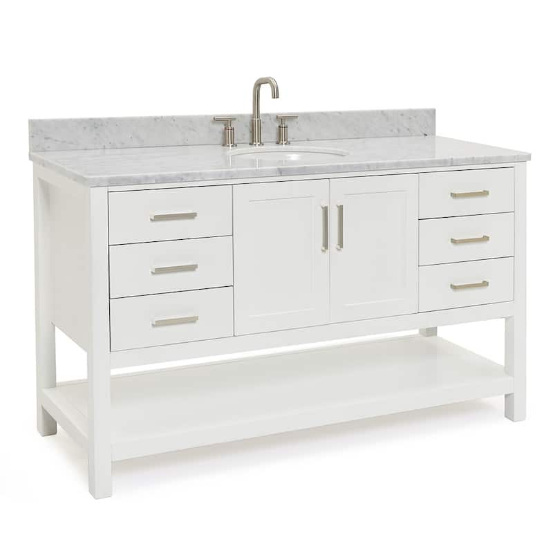 Ariel S061SCW2OVO Magnolia 60" Free Standing Single Basin Vanity Set