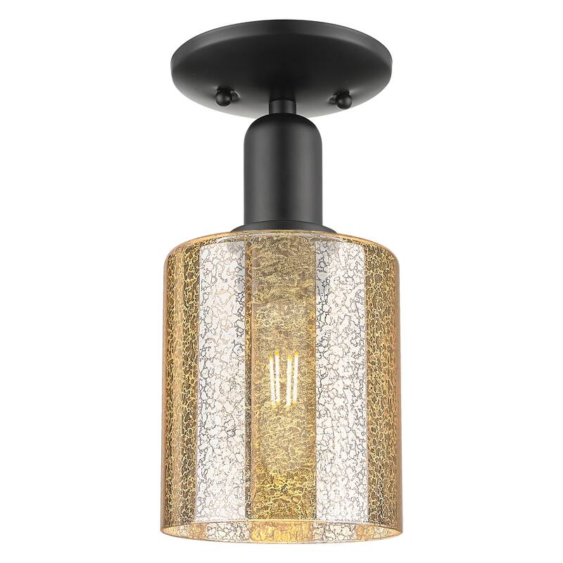 Innovations Lighting Endless Possibilities Arcadia - Cobbleskill - 1 Light 5" Semi-Flush Mount - Mercury/Matte Black