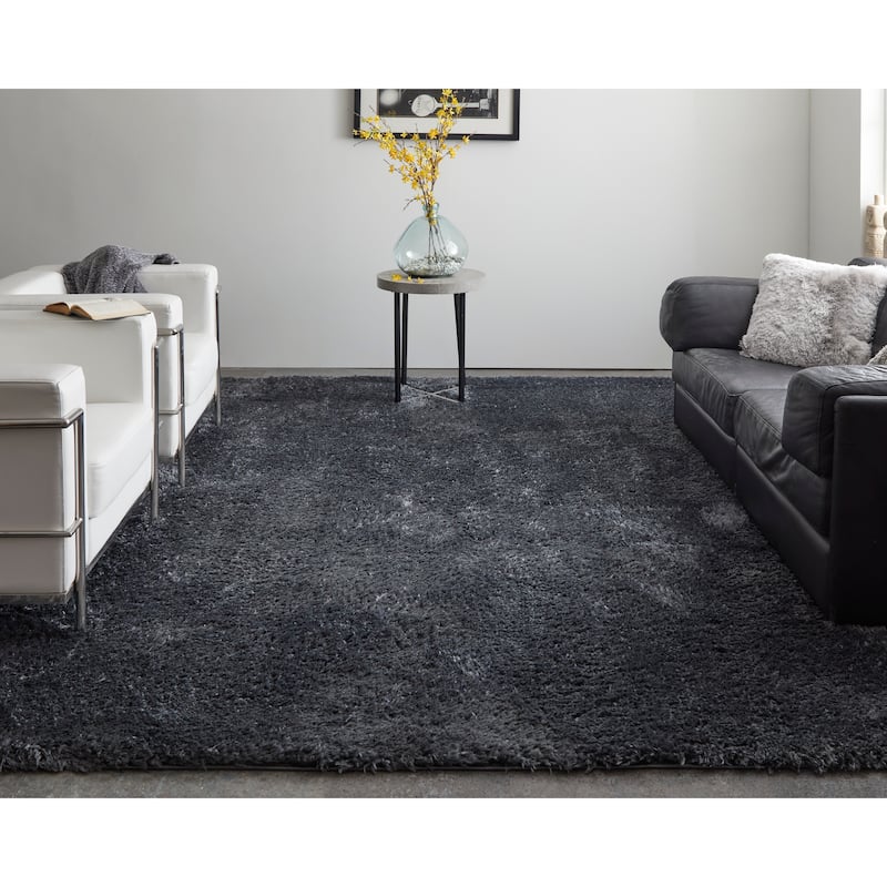Loman Solid Modern Area Rug - 7'-11" x 10' - Black