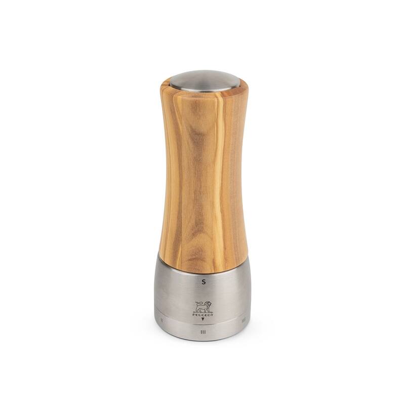 Peugeot Madras u'Select, Zirlion Mechanism, Manual Salt Mill, Stainless Steel & Olive Wood, Natural, 6 inch, Adjustable Grinder - Olive Wood  - 1 Piece
