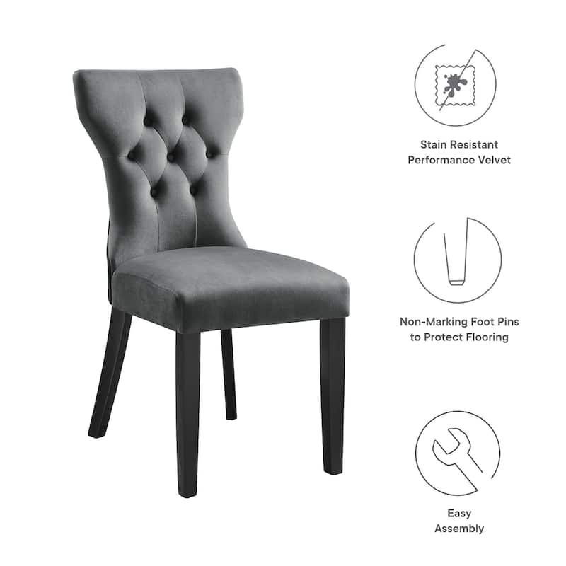 Silhouette Performance Velvet Dining Chairs - Set of 2 - N/A