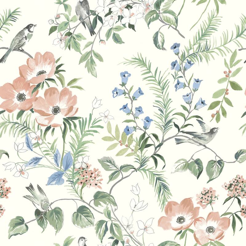 Flowers Glasgow Frederique Grey Bloom 33 ft L X 20.5 in W Wallpaper. - Multicolor