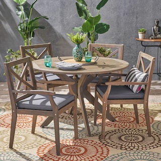 Llano Outdoor 5 Piece Acacia Wood Dining Set by Christopher Knight Home