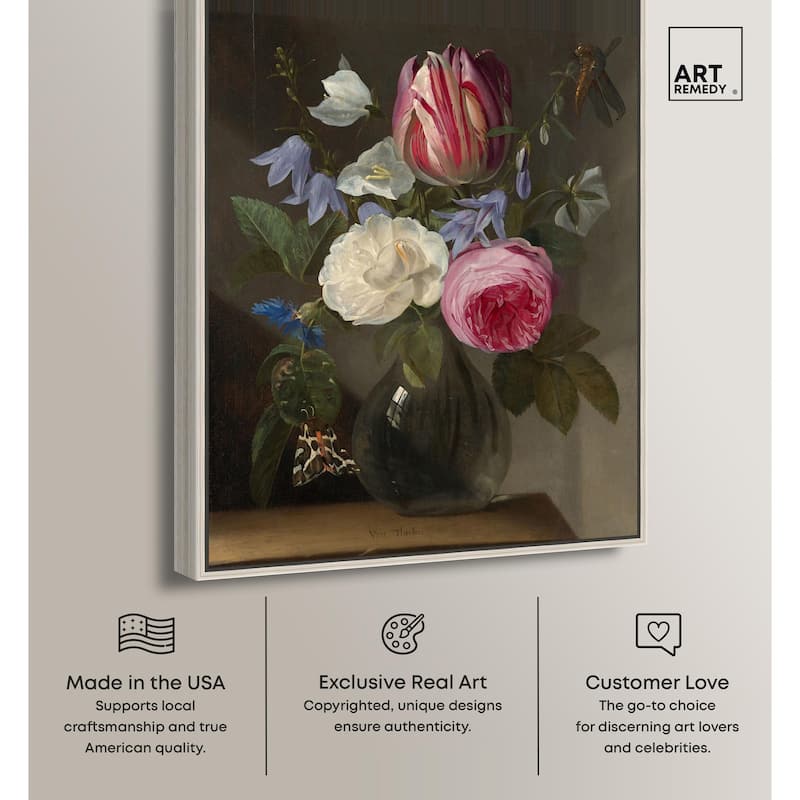 Roses and a Tulip Canvas by Art Remedy
