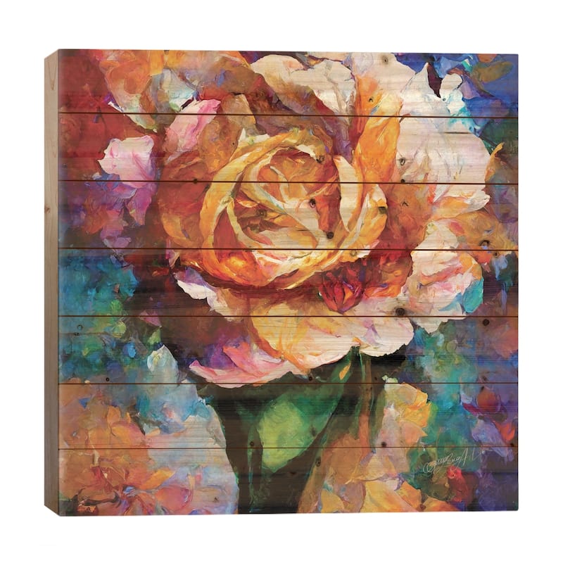 An English Rose Imaginary World II Print On Wood by OLena Art - Multi-Color - 26x26x1.5