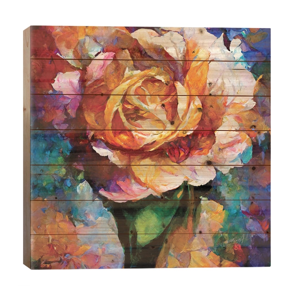 An English Rose Imaginary World II Print On Wood by OLena Art - Multi-Color