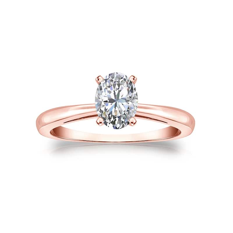 Auriya 14k Gold 3/4ctw Oval-cut Solitaire Diamond Engagement Ring (H-I, I1-I2)