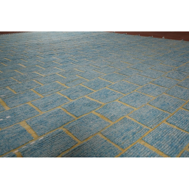 Geometric Modern Moroccan Large Area Rug Handmade Wool Carpet - 11'10"x 16'0"