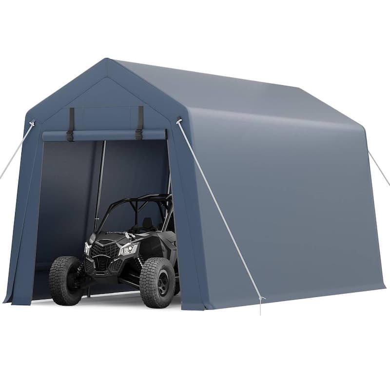 Outdoor Storage Shelter Shed Carport with Roll-Up Ventilated Zipper Door - 10x15 FT
