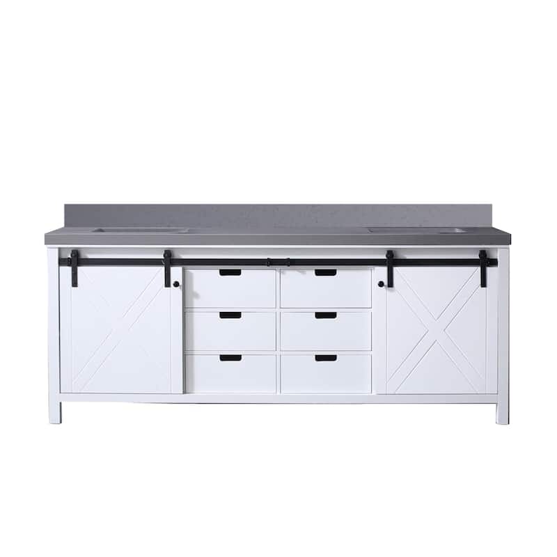 Marsyas 84 in W x 22 in D Brown Double Bath Vanity and White Quartz Countertop