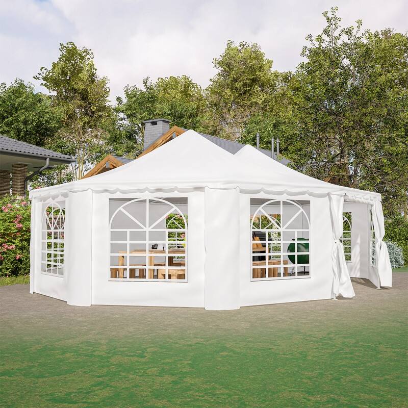 29x21ft Heavy Duty Party Tent,White Wedding and Event Canopy - 345.72”(L) x 250.8”(W) x 141.72”(H)