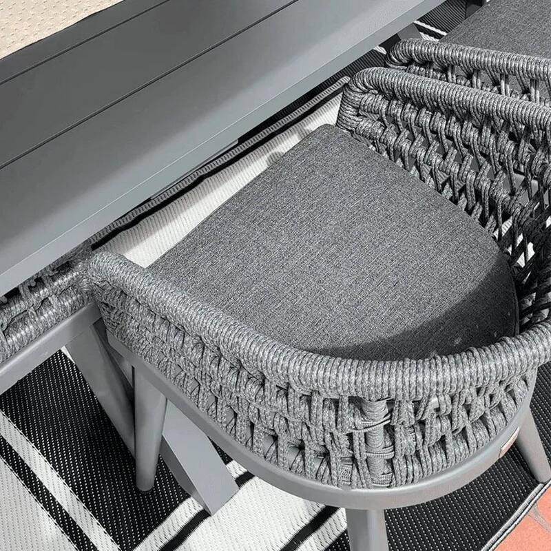 PURPLE LEAF Patio Dining Set with Outdoor Aluminium Dining Table and Woven Rattan Chairs