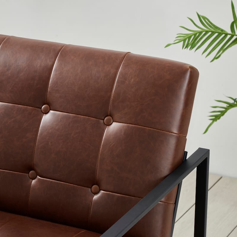 Glitzhome 29.50"W Mid-Century PU Leather Tufted Accent Chair - 29.5"W x 30.5"H x 29.25"D
