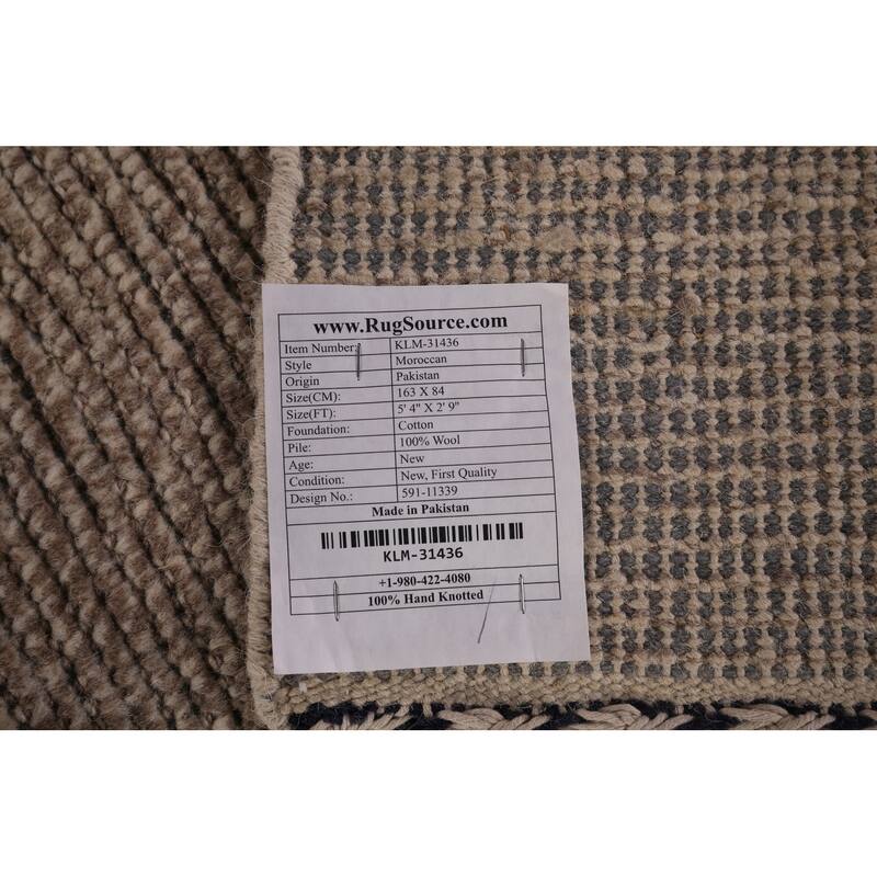 Geometric Moroccan Oriental Accent Rug Handmade Wool Carpet - 2'9"x 5'4"